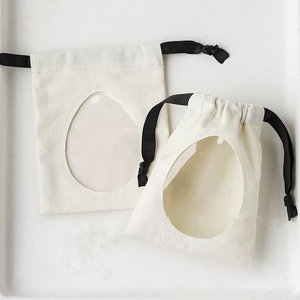 New Arrivals Transparent Cotton <b>Drawstring</b> Bag with Clear Pvc Window Jewelry Storage Canvas Pouch Dust Bag for Earrings Rings - Product Image 4