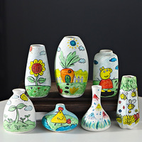Vente en gros de moules créatifs pour vase en céramique pour jouets, pot de fleurs uni, vase en céramique peint à la main pour graffiti pour enfants