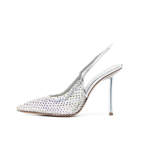 OEM ODM 2026 <span class=keywords><strong>Tacchi</strong></span> a Spillo da Donna con Punta Affusolata, Rete e Strass, Slingback, Tacco 6-8cm, Suola in Gomma, Traspiranti, Senza Cinturino Posteriore, per Serate - Product Image 1