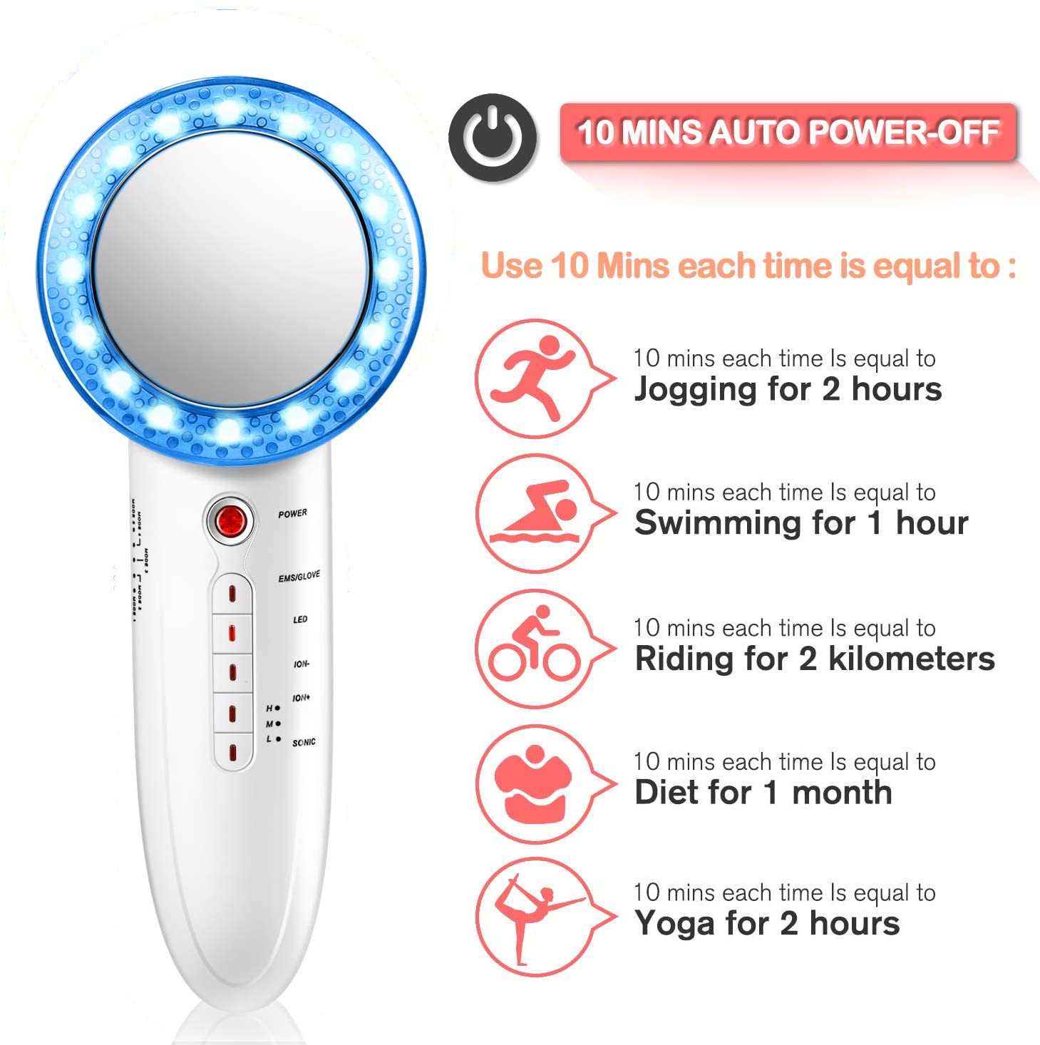 3 In 1 Ultrasonic Beauty Massager 1 MHz Infrared Ultrasonic EMS Beauty Device