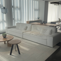 Canapé NORYA moderne blanc, rembourré en duvet et plumes, tissu doux, 3-4 places, profil bas, pour salon de villa