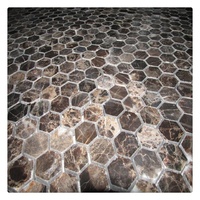 Mosaïque de marbre brun hexagone finition aiguisée pour carreaux de sol