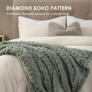 <span class=keywords><strong>Couverture</strong></span> en polaire Jacquard Boho Sherpa pour canapé, couvertures en peluche floues super douces et confortables, <span class=keywords><strong>couverture</strong></span> chaude épaisse réversible - Product Image 3