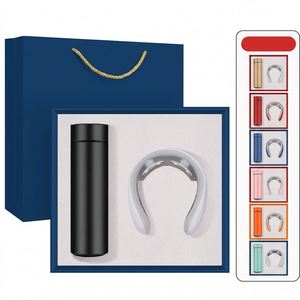Set de Regalo Empresarial de Lujo: Termo 2 en 1 de Acero Inoxidable con Masajeador de Cuello Inteligente, Personalizable, en Caja de Regalo Premium - Product Image 1