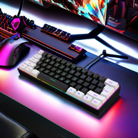 Nouveau clavier de jeu portable 61 touches, 60 % rétroéclairé RVB, filaire USB-C, touches ABS, membrane avec 10 millions de cycles de vie des interrupteurs