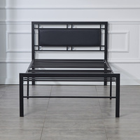 Lit en métal capitonné beige/gris avec plateforme et rangement sous le lit, tailles Queen et King – Vente directe usine
