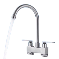 Robinet de cuisine en acier inoxydable 304, mitigeur chaud/froid à double poignée, pivotant à 360° avec aérateur, robinet de lavabo moderne pour cuisine
