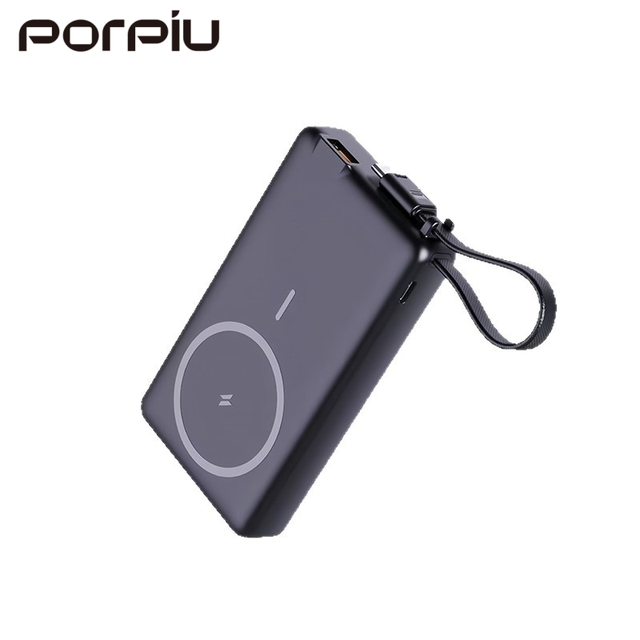2026 New Model 15W Wireless for Magnetic Power Banks Built-in Cable 10000mAh Power Bank Suitable for Emergency Charging