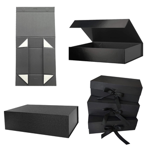 Custom Logo Empty Black Paper Magnetic Gift Mothers Day Box Closure Packaging For Folding Clothing Mom Days Gift Boxes With Lid