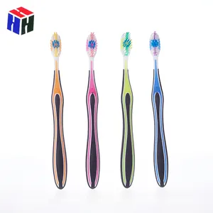 Good quality special plastic teeth whitening toothbrush with black rubber handle