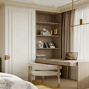 BALOM Meubles de chambre à coucher modernes personnalisés à succès, ensemble de garde-robe en bois blanc avec étagère ouverte et bureau combiné, armoire au meilleur prix - Product Image 3