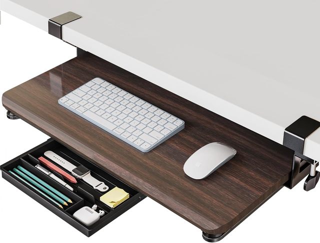 C Clamp Pull Out Sliding Keyboard Mouse Tray Under Desk Mount Holder for Desk Computer Drawer for Typing
