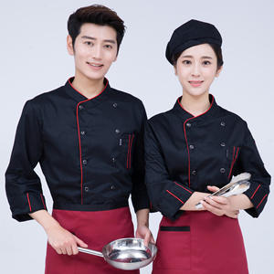Ensemble d'uniformes de chef en polyester à manches longues pour restaurants Pantalon de veste de chef respirant résistant aux taches Logo personnalisé disponible - Product Image 5