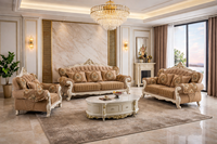 Ensemble de canapés baroque européen de luxe, canapé classique pour salon, bois sculpté, rembourré, meubles écologiques durables pour la maison