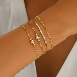 Bracelet croisé multicouche au design simple et luxueux, élégant et personnalisé pour femme, en alliage, bijoux de mode en gros - Product Image 3