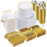 Ensemble de vaisselle de banquet de mariage haut de gamme, assiettes, tasses, fourchettes, cuillères, serviettes en argent PS de luxe, personnalisables pour Noël