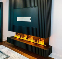 Chimenea Eléctrica Moderna de Acero para Decoración del Hogar, Chimenea de Vapor de Agua con Inserto Atomizador LED, Llama Inteligente, Vapor 3D
