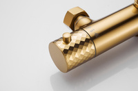 Ensemble de robinetterie de douche thermostatique haute pression en or diamant brossé avec pommeau de douche pluie, douchette et fixation murale pour appartement