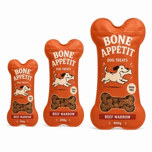 Sachet d'emballage alimentaire pour animaux de compagnie en forme d'os personnalisé, en plastique, avec fenêtre, refermable, à fermeture éclair, pochette autoportante découpée pour Happy Dog - Product Image 3