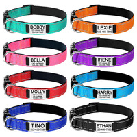 Collier pour chien ou chat personnalisé avec gravure de nom, réfléchissant, en nylon réglable, rembourré et doux, avec plaques de nom et étiquette d'identification