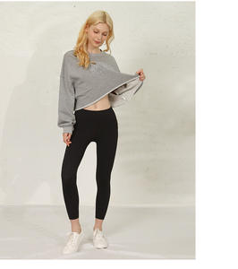 Custom Logo Winter Womens Lightweight 100% Cotton Eco-Friendly Solid Color Oversized Crew Neck Workout Sports Crop <b>Top</b> Gym - Product Image 3