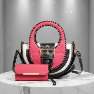 2026 Fashion Contrast Color Women's Handbag Large Capacity Style Half Moon Shape Double Shoulder Bag Unique Design Ladie