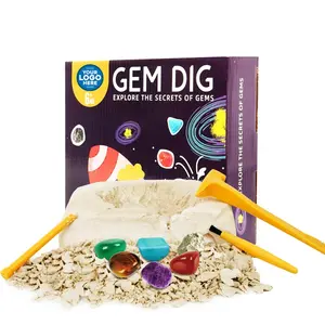 2023 Hot Selling Educational Toy Science Kits Child Excavation 6pcs Gemstone Dig Kit Archaeological Toy