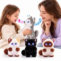Mainan Kucing Premium Berisi Isian, Dapat Berbicara, Dengan Mata Ekspresif, Diaktifkan Sentuhan, Memberikan Umpan Balik Emosional, Cocok untuk Toko Hadiah Liburan