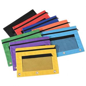3 Ring Binder Pencil Pouch with Smooth Zipper clear Window Pencil case Big Capacity 3 Holes Pencil <b>Bag</b> Custom logo Printing - Product Image 1