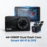 Caméra embarquée 4K+1080P avec ADAS BSD LCA, écran IPS 3,0 pouces, DVR de voiture 2 canaux