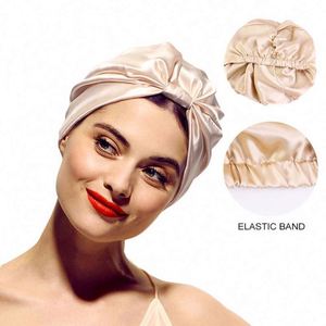 Bonnet Turban en Satin Soyeux Uni Unisexe Ajustable pour Usage Quotidien, Sommeil et Soins Oncologiques - Vente en Gros, Livraison Rapide, Personnalisable OEM - Product Image 1