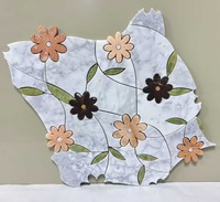 Mosaïque de marbre blanc et vert élégante de 10 mm, découpe jet d'eau, pour hôtel, villa, salle de bain, livraison rapide, 30x30, provenance Chine, pour décoration murale.