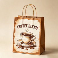 Sac fourre-tout personnalisé écologique pour café, sacs cadeaux en papier kraft vintage, emballages à emporter pour restaurants, accepte les commandes