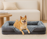 Coussin orthopédique pour chien en laine, amovible, lavable, hydrofuge, avec rembourrage en éponge, pour toutes les saisons