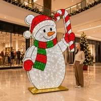 Ensemble de 3 lampes LED 3D motif famille de bonhommes de neige pour centre commercial, point photo, Noël, décoration interactive de centre commercial, décoration de vacances