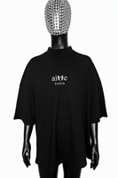 T-shirt personnalisé style preppy avec lettres noires, broderie simple, 100% coton, t-shirt grande taille à manches courtes