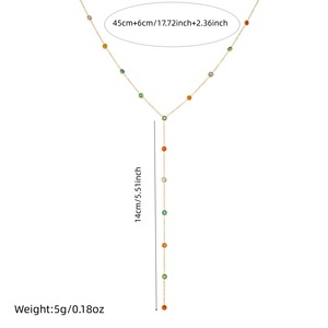 Fancy Geometric Diamond Circular Charm Necklace Stainless Steel Lariat Y Shape Thin <b>Chain</b> Gold Plated Women's Jewelry Gift - Product Image 5