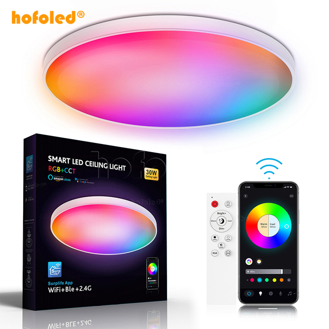 Smart Home Lights WIFI Ble Remote Control 30W 48W Flush Mount Smart LED Ceiling Light