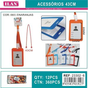 Porta Badge Verticale ILAN con Cordino 43Cm Colore Arancione per Tesserini Identificativi da Lavoro - Product Image 3