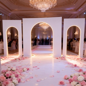 ฉากหลังโค้งสี่เหลี่ยมสีขาวคุณภาพเยี่ยมปรับแต่งได้สำหรับงานฉลองครบรอบ งานแต่งงาน และเวทีแสดง - Product Image 2