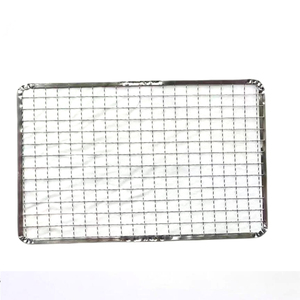 Vỉ nướng hình chữ nhật dùng một lần kiể<span class=keywords><strong>u</strong></span> Hàn Quốc, thiết kế lưới nhỏ với tấm lưới kim loại sắt gia cường để nướng - Product Image 1