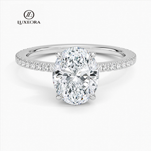 Luxeora 2.0 Carat D/F VVS VS Bague de fiançailles en diamant de laboratoire taille ovale, bijoux en or blanc de bonne qualité, bague en or blanc 18 carats - Product Image 1