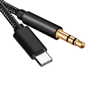 Kabel Speaker penghubung, kabel Audio seluler tipe-c ke AUX, dekoding Digital 2024mm Universal pasang mobil 1-Meter 3.5