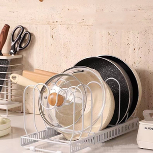 Moderner, platzsparender Topfdeckelhalter aus Karbonstahl, klappbar, für Küche, Geschirr und Pfannendeckel - Product Image 1