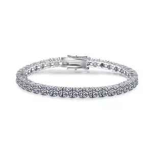 Moissanite Round Brilliant Tennis <b>Bangle</b> <b>Bracelet</b> 925 Sterling <b>Silver</b> Classic Sparkle Elegant Unisex Jewelry Gift for Occasions - Product Image 1