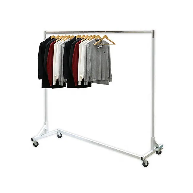 High Quality White Stackable Z-Shape Clothing Store Display Metal Clothes Racks For Hanging Clothes