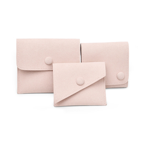 FANXI China Custom pink Durable Microfiber Jewelry Gift Bag with Button Ring Earrings Bangle Storage Package Jewelry <b>Pouch</b> - Product Image 5
