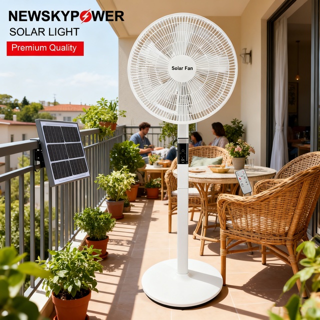 Wholesale T919 16inch Rechargeable Solar Fan with Solar Panel Remote Control 25W Brushless Motor Large Capacity Lithium Battery