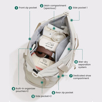 Sacs fourre-tout pliables pour femmes en tissu triple protection, capacité 39L, extensibles, avec compartiment à chaussures indépendant