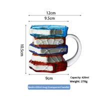 Tasses à café en verre pour la maison, élégantes, en forme de livre, avec un design minimaliste, style moderne, tasse à café peinte en forme de livre